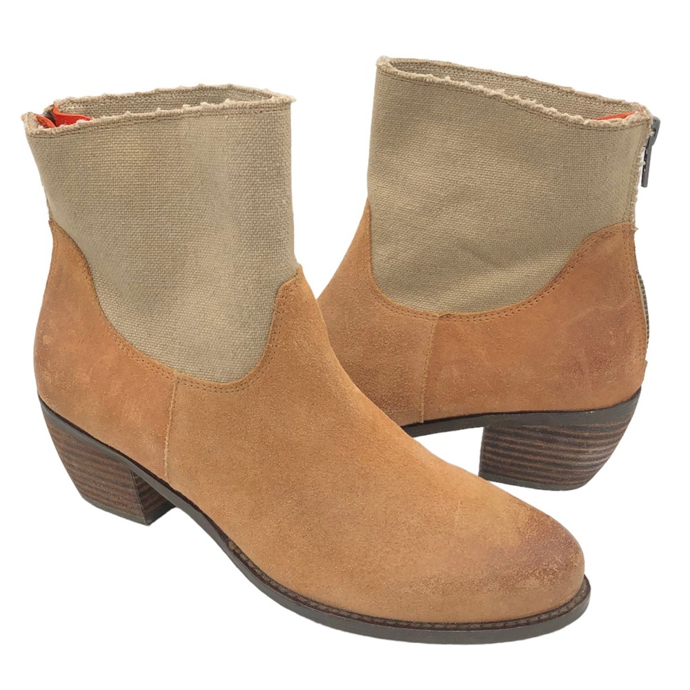 Nicole Leather Canvas Ankle Boot Bootie 7